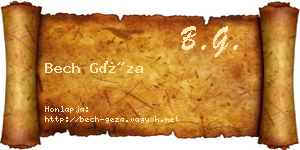 Bech Géza névjegykártya